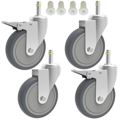 RILIDRI 3-Inch Swivel Stem Caster for Rubbermaid Mop Bucket Utility Cart, 7/16-Inch Stem Diameter Rubber Wheel Set of 4, Heavy Duty TPR Weber Grills Shop Vac Replacement Wheels