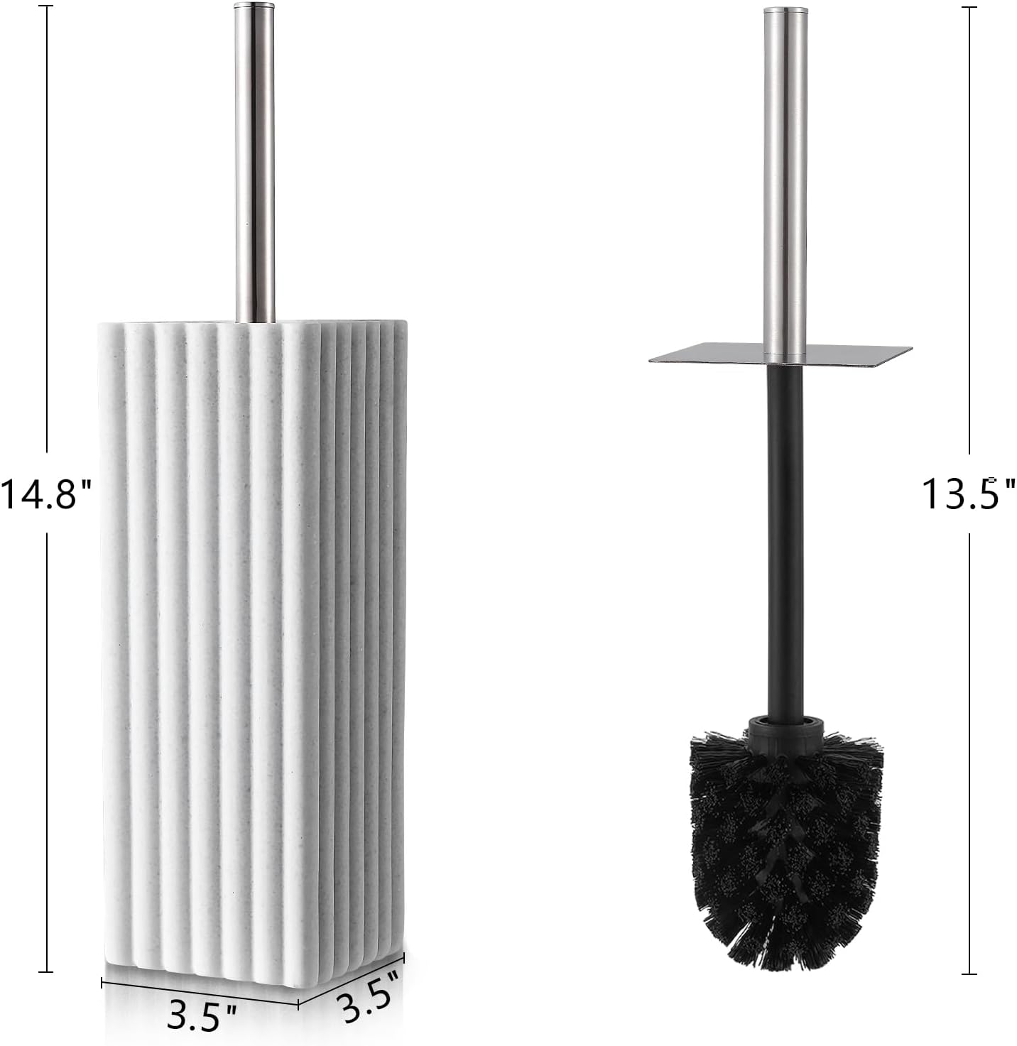 Toilet Bowl Brush and Holder for Bathroom，Resin Toilet Brush and Holder Set with Stainless Steel Handle，Deep Cleaning Modern Toilet Cleaner Brush -Space Saving, Covered Brush (Beige)