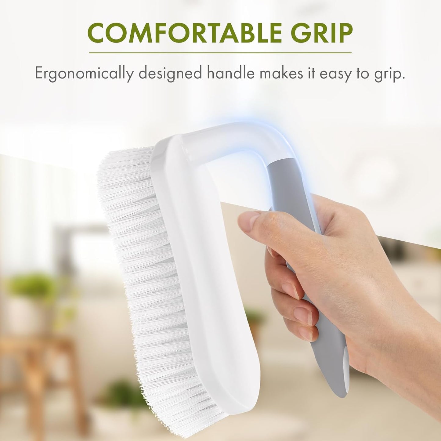 Amazer Scrub Brush for Cleaning Comfort Grip Shower Scrubber Stiff Bristles with Handle Heavy Duty Cleaner Brush for Tub Sink Carpet Floor - Pack of 2 (Green+Green)