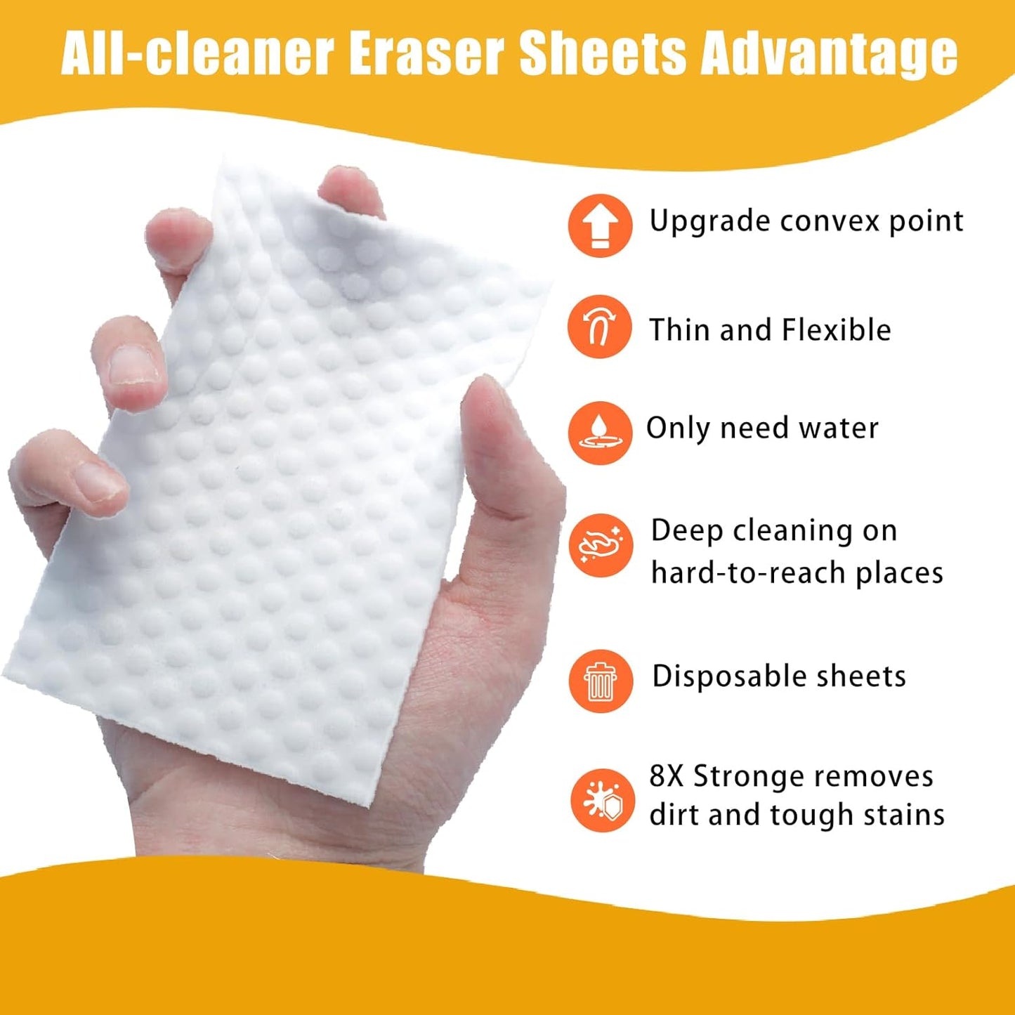50PCS Magic Cleaning Sponge Eraser Sheets, Reusable Thin Nano Cleaner Pads Eraser Wipes for Kitchen Shoe Furniture Bathroom Shower Sink Hard-to-Reach Places