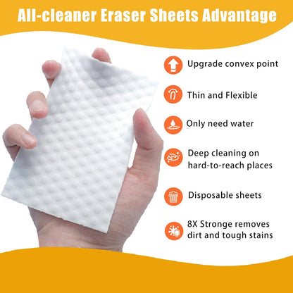 50PCS Magic Cleaning Sponge Eraser Sheets, Reusable Thin Nano Cleaner Pads Eraser Wipes for Kitchen Shoe Furniture Bathroom Shower Sink Hard-to-Reach Places