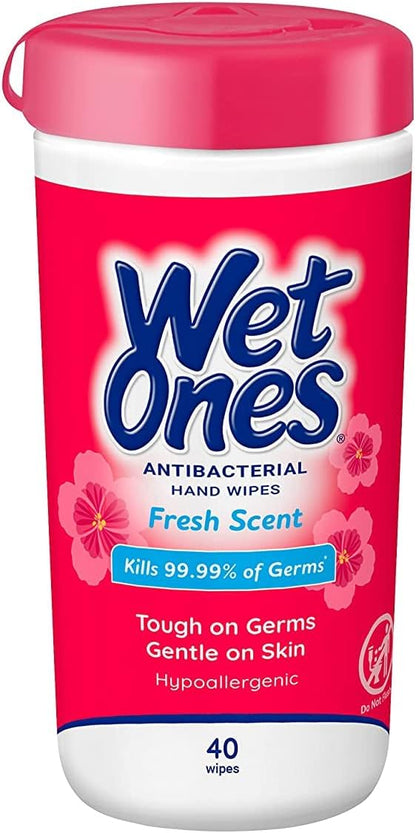 Wet Ones Antibacterial Hand Wipes, Tropical Splash Wipes, Antibacterial Wipes, Hand Sanitizer Wipes, Wet Ones Wipes, 40ct Canister
