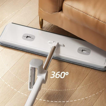 Hands Free Microfiber Mop with 4 Washable Pads, 61" Stainless Steel Handle, Efficient Flat Mop for All Hard Floors