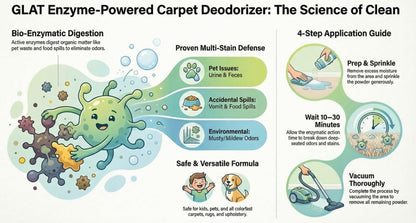 Enzyme-Powered Carpet Deodorizer (Powder) - Vanilla Pumpkin | Natural Pet Odor Eliminator | Bio-Enzymatic Formula, Premium Performance, Eco Friendly | 16 oz