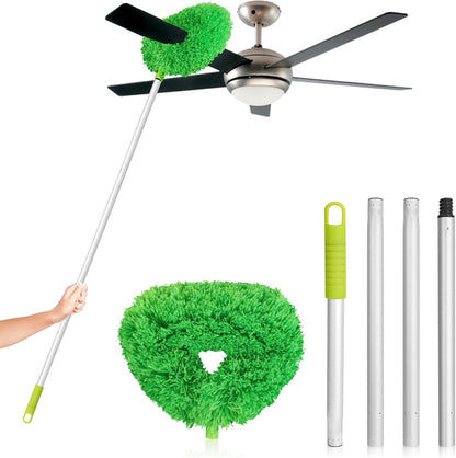Ceiling Fan Cleaner Duster High Ceiling Extended Fan Blade Cleaner from 13 to 50 Inch Reusable Microfiber Ceiling Fan Duster with Extension Handle for Furniture Bookshelves Wall Door (Gray)