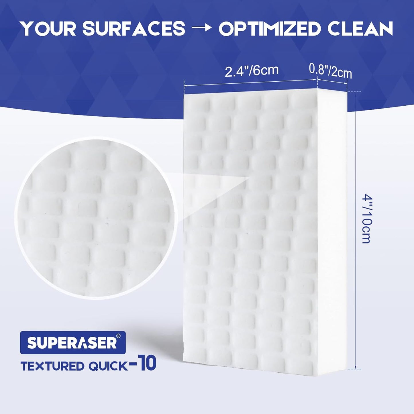 Magic Sponge Eraser,Tex-10 Scrub Melamine Sponges, Heavy Duty No Scratches (HD-PU-Durable 10-Pack)