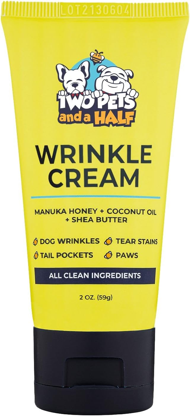 Paste for Bulldogs Wrinkle 2oz+ 50 Wrinkle Wipes French Bulldog (Pack of 2)- Wrinkle Cream for Dogs, Frenchie, English Bulldog, Pug- Cleans Rashes,Tail Pockets, Dry Skin & Paws (Made In USA)