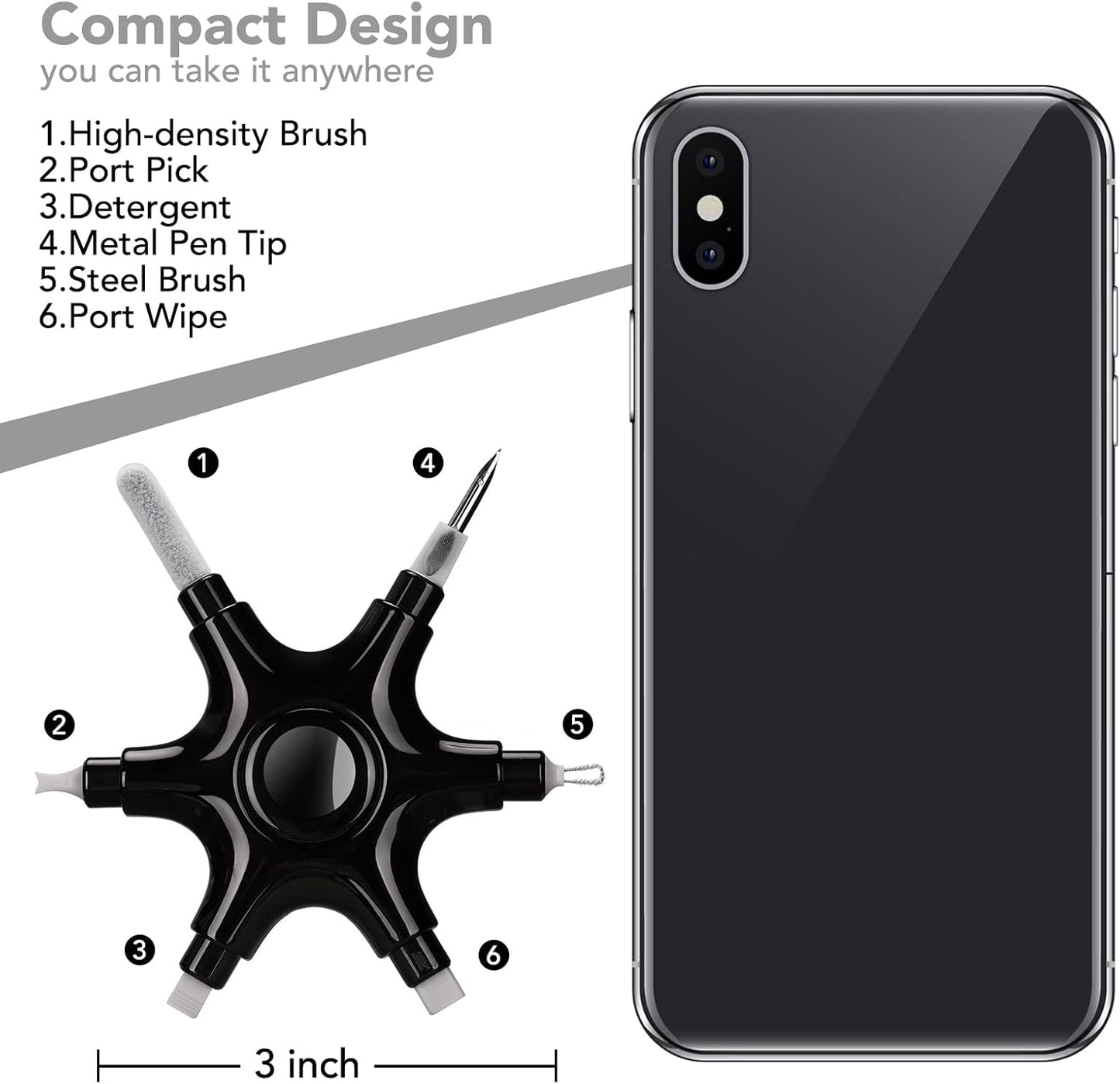 Tassmpitor for iPhone Cleaning Kit Port Cleaner, Repair and Restore Tool for iPad Pro Watch Cell Phone Charging Port, Lightning Charger Cables Speaker Airpod Cleaning Putty Dust for All Devices