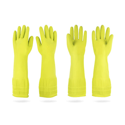 DABOGOSA Mamison 2 Pairs Reusable Waterproof Household Dishwashing Cleaning Rubber Gloves, Non-Slip Kitchen Glove (Pink, Medium (Pack of 2))