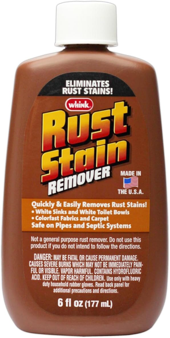 Rust-Oleum Whink Rust Stain Remover | Heavy-Duty Iron Stain Remover for White Toilets & Sinks, Colorfast Fabric & Carpets | 32 oz