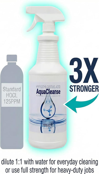 AquaCleanse Hypochlorous Acid 500PPM All-Purpose Cleaner Spray (1 Gallon) – 3X Stronger Than Standard HOCL – Pet & Family Safe, Non-Toxic Surface Cleaner & Odor Remover - No Harsh Chemicals – USA Made