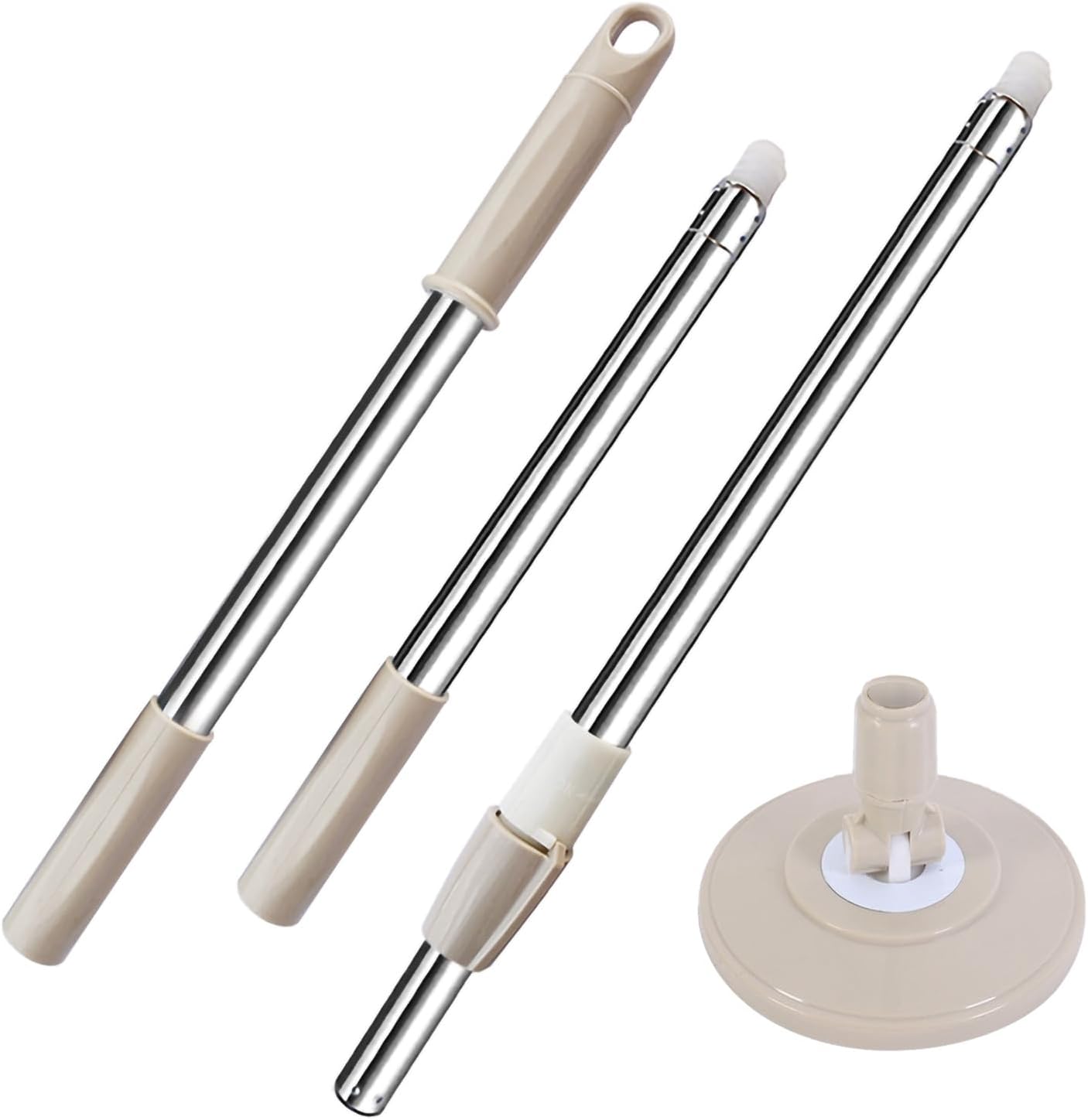 Extended Spin Mop Replacement Mop Handle, Upgraded 60-inch 360 Degrees Rotating Telescopic Replacement Mop Stick for Spin Mop Bucket Cleaning System Floor Cleaning (Plastic Disc, Green)
