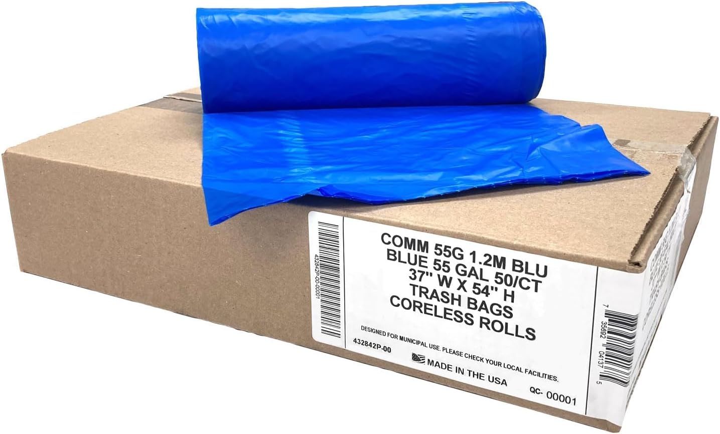 Ultrasac Heavy Duty 55 Gallon Clear Trash Bags - (Value 50 Pack) - 1.2 MIL equivalent Industrial Strength Plastic 37" x 54" for 50-55 Gal Cans -Fits Toter, Rubbermaid Brute, Carlislie Bronco etc.