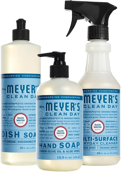 Mrs. MEYER'S Kitchen Set, Dish Soap, Hand Soap, and Multi-Surface Cleaner, 3 CT (Snowdrop)