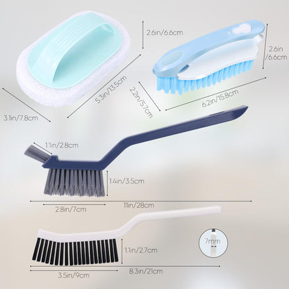 Cleaning Brush Set, Multifunctional Hard Bristle Grout Crevice Scrub Brush Tools for Household Bathroom Kitchen Tile Lines Floor Tub Sink Window Corners