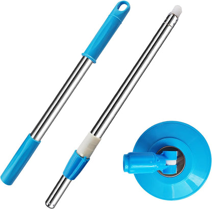 Spin Mop Replacement Mop Handle, 49-inch 360 Degrees Rotating Telescopic Replacement Mop Stick with Stainless Steel Disc for Spin Mop Bucket Cleaning System (Stainless Steel Disc, Red)