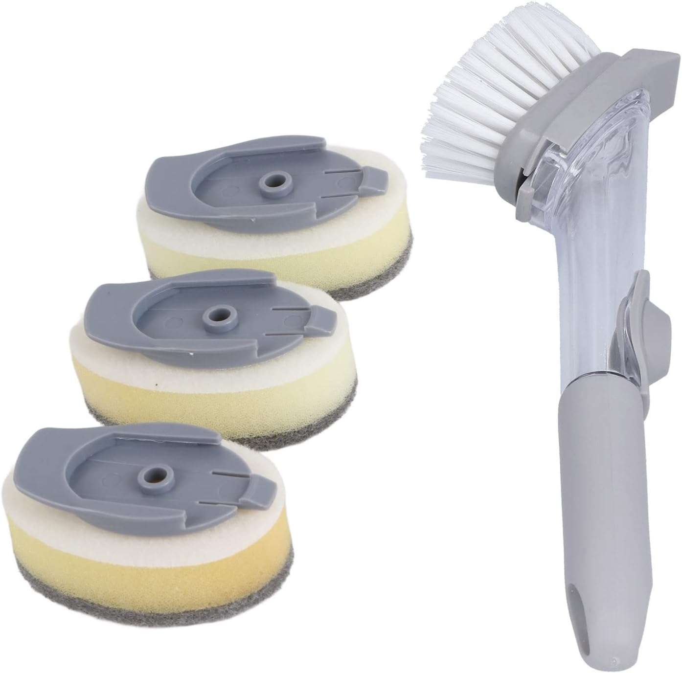Soap Dispensing Dish Brush, Sink Dish Scrubber with Handle Hanging Replacement