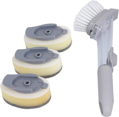 Soap Dispensing Dish Brush, Sink Dish Scrubber with Handle Hanging Replacement