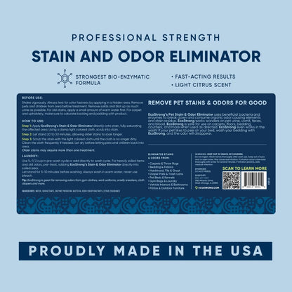 Eco Strong Pet Stain and Odor Remover - Cat Urine Enzyme Cleaner Destroyer, Urine Destroyer for Dogs, Pet Urine Enzyme Cleaner - 128 Oz