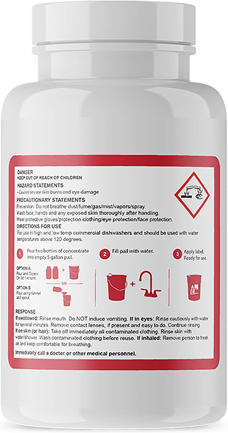 Commercial Dishwasher Detergent - Makes One 5 Gallon Pail - Industrial Dish Detergent - For High and Low Temp Dishwasher Machine