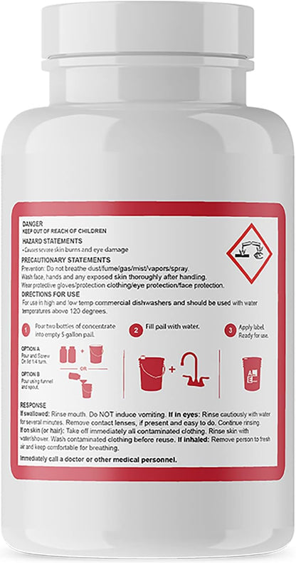 Commercial Dishwasher Detergent - Makes One 5 Gallon Pail - Industrial Dish Detergent - For High and Low Temp Dishwasher Machine
