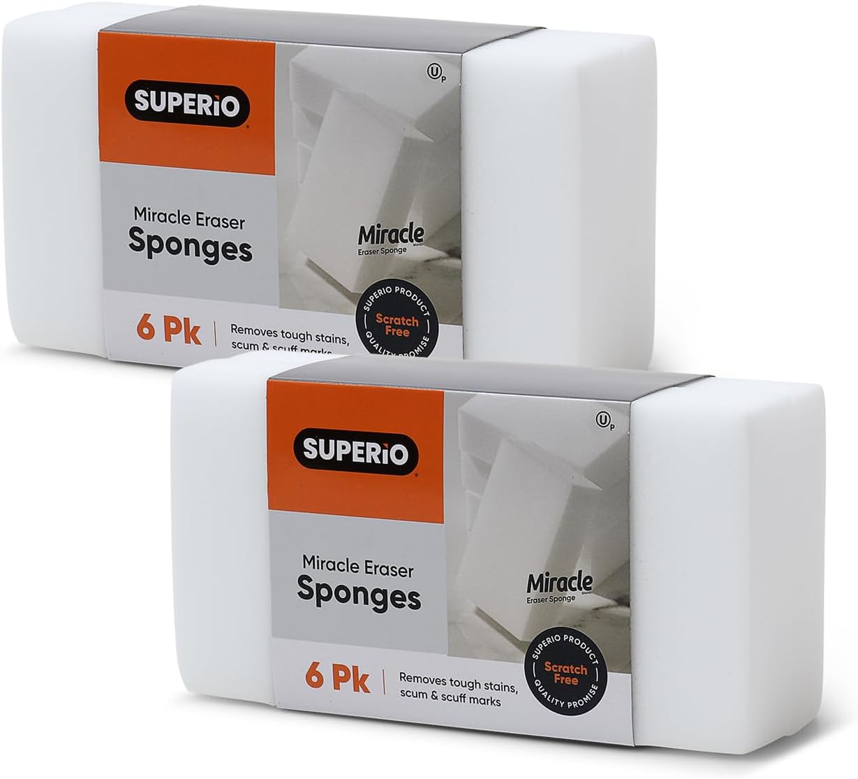 Superio Miracle Eraser Sponges - 6 Count - Effective Cleaning for Kitchen, Bathroom, Walls & More