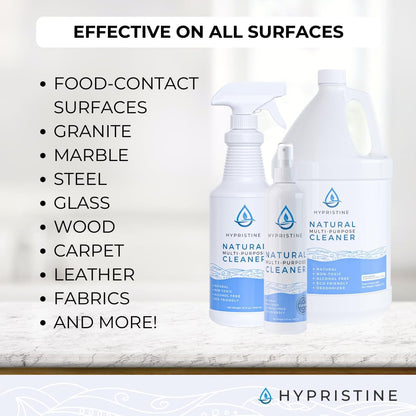 HYPRISTINE PURE Hypochlorous Acid Spray, Multi-Purpose Cleaner, Superior Shelf Life, 0% Bleach, 0% Alcohol, Food Contact Safe, Eliminate Non-Living Allergens, Remove Pet Odor, Clean Any Surface