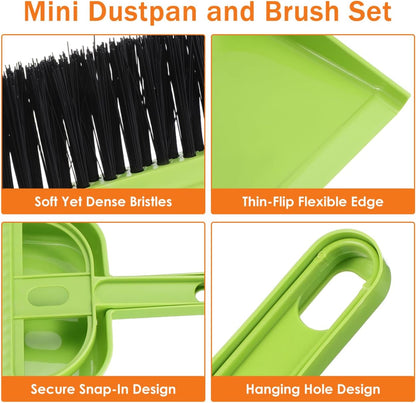 DECHOUS Dustpan and Broom Set for Desk: 6 Pack Mini Handheld Cleaning Broom and Dust Pan Combo Set - Small Portable Sweeper for Pet Cage Keyboard Countertop Car