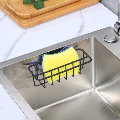 TESOT Sink Caddy Sponge Holder for Kitchen Sink Dish Cloth Hanger 2 Suspension Options(Suction Cups and Adhesive Hook), SUS304 Stainless Steel, Silver