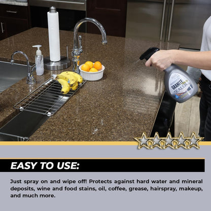 Flitz Granite & Glass Protectant - 16oz Bottle of USA-Made Granite Sealer and Glass Countertop Protector - Cleans & Prevents Liquid, Stains, & Others - Also Works on Marble & All Metals (1 Pack)