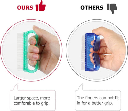 Larbois Handle Grip Nail Brush, Nail Brushes Hand Fingernail Brush Cleaner Scrubbing Kit Pedicure for Toes and Nails Men Women (4 Pack)