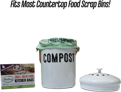 3 Gallon Compostable Food Scrap Bags by BioBag, 100 Count, BPI Certified, Meets ASTM D6400 Standards, Made in USA, Kitchen Trash Bin Liners