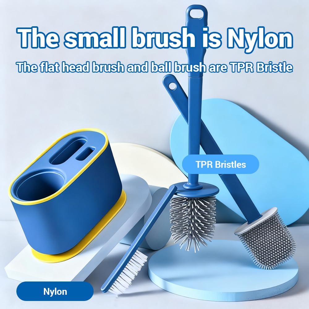 Toilet Brush Set, Bathroom Accessories, Toilet Bowl Cleaners, Deep Cleansing Multifunctional Hanging Toilet Brush Set for Bathroom(Cherry Blossom Pink)