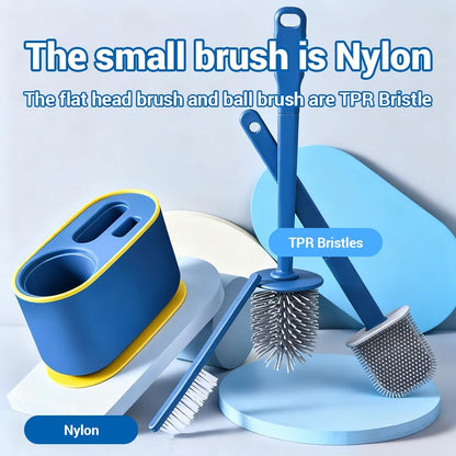 Toilet Brush Set, Bathroom Accessories, Toilet Bowl Cleaners, Deep Cleansing Multifunctional Hanging Toilet Brush Set for Bathroom(Cherry Blossom Pink)