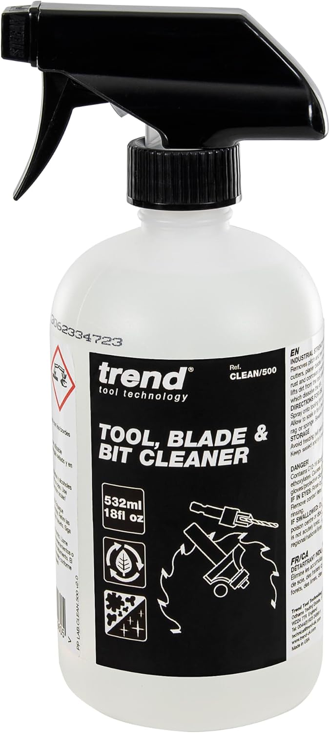 TREND Tool, Blade & Bit Cleaner, 18 fl oz, Resin, Pitch & Rust Remover, Safe Non-Toxic Formula for Workshop Tools, CLEAN/500
