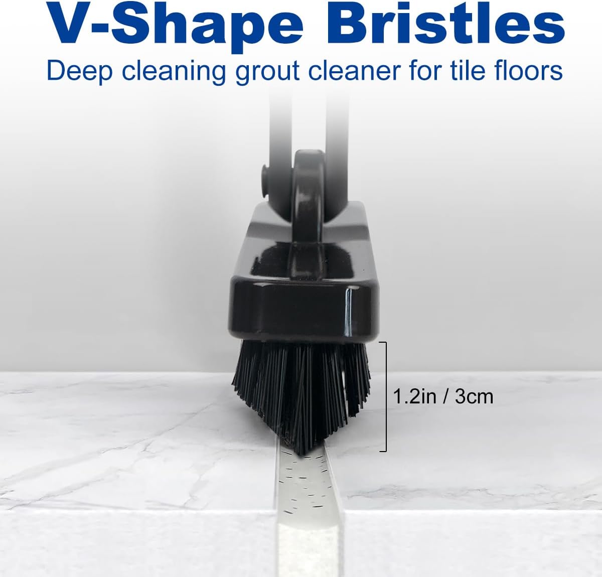 CELOX Grout Brush with Long Handle, Tile Grout Cleaner Brush for Tile Floors, for Shower Tile, for Cleaning Grout, Gray