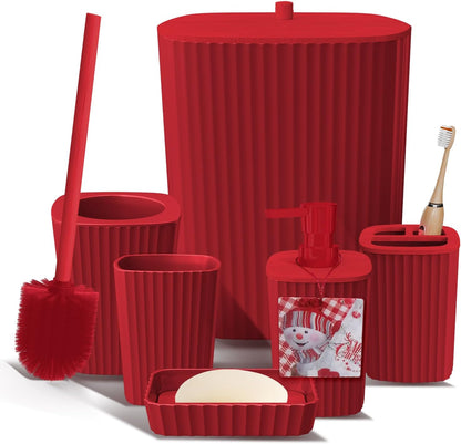 Clara Clark Bathroom Set - Sage Green Bathroom Accessories Set, 6PC Bathroom Accessory Set, Bathroom Sets with Toilet Brush, Trash Can & Soap Dispenser
