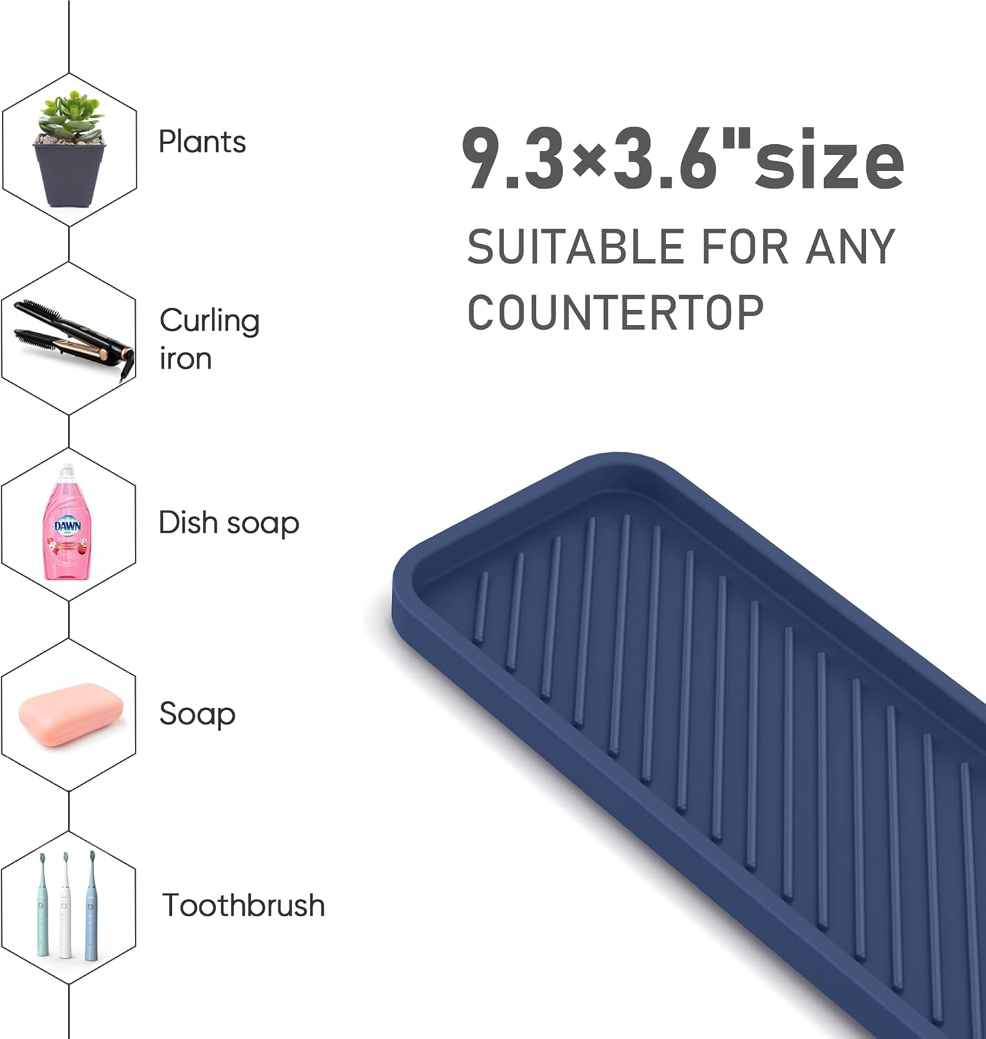 EG-SIPRO Silicone Sponge Holder, Kitchen Sink Organizer Tray, Sponge Caddy for Bathroom Counter, Dish Soap Holder, Scouring Pad
