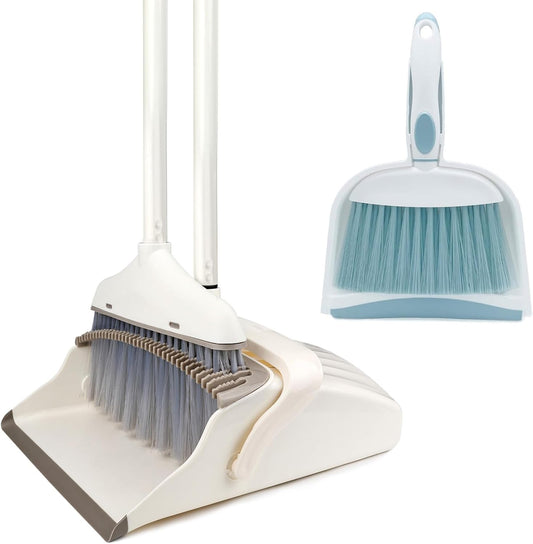 Broom with Dustpan Combo Set for Clean - Broom and Dustpan Set, 61" Broom and Dust Pan with Long Handle, Dust Pan and Broom Set, Broom with Dustpan Set Suitable for Home, Kitchen, Office, Salon, etc.
