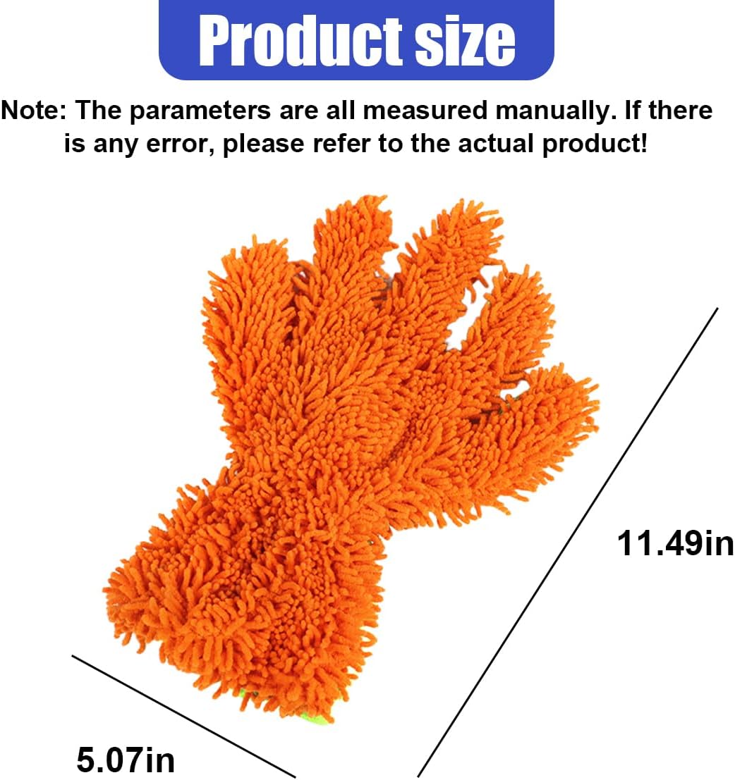 2PCS Car Wash Mitts, Double Sided Chenille Microfiber Dusting Gloves with 5-Finger Design, Anti-Scratch Auto Interior Exterior Detailing Mitt for Cleaning Wheel Tight Spot (Purple)