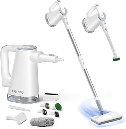 FEPPO Steam Mop & Detachable Handheld Steam Cleaner for Home and Floor Cleaning, 15s Heat-Up, 230°F Floor Steamer for Deep Cleaning with Multi-purpose Attachments Hardwood Floors, Tile,Grout,Furniture