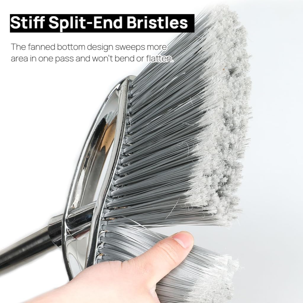 Indoor Soft Bristles Sweeping Broom,Long Handle Kitchen Angle Broom for Floor Cleaning Home Office Hardwood