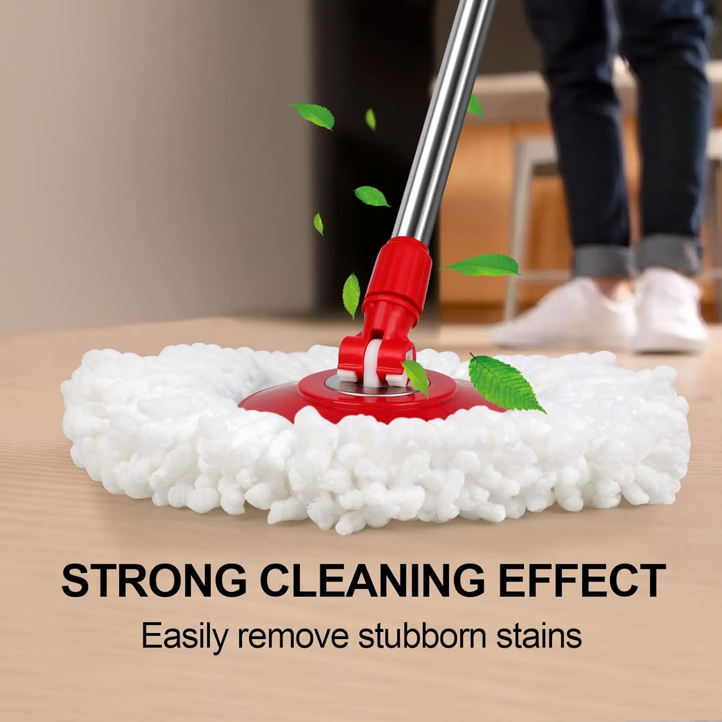 Spin Mop and Bucket Set, 360° Spin Mop and Bucket with Wringer Set and 3 Microfiber Mop Refills, Stainless Steel 61" Extended Handle Spinning Mop Bucket System for Floor Cleaning