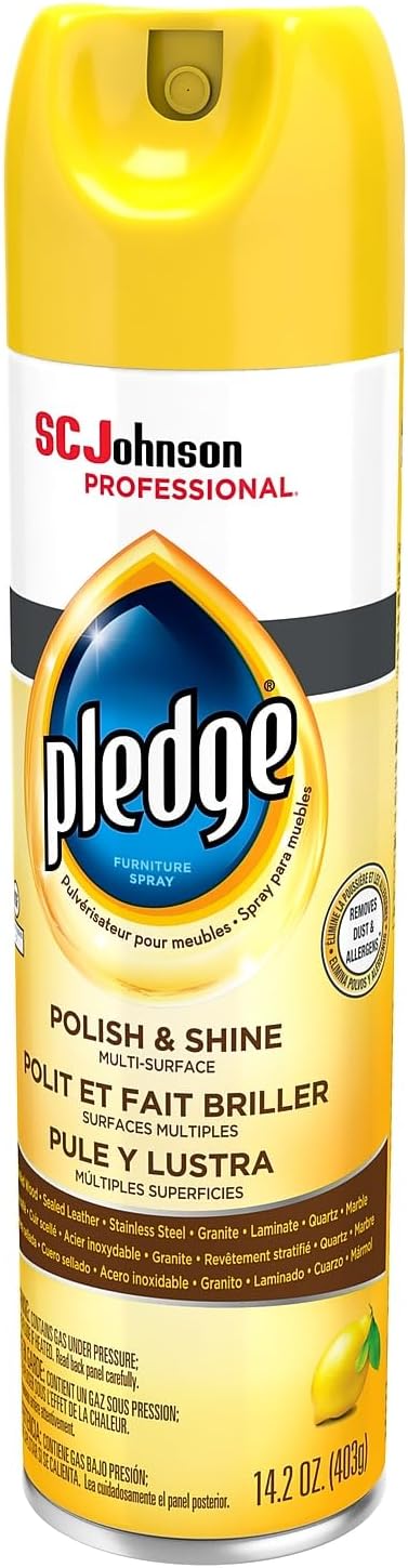 Pledge Polish and Shine Multiple-Purpose Cleaner, Lemon, 14.2 oz, 6/Carton (301168)