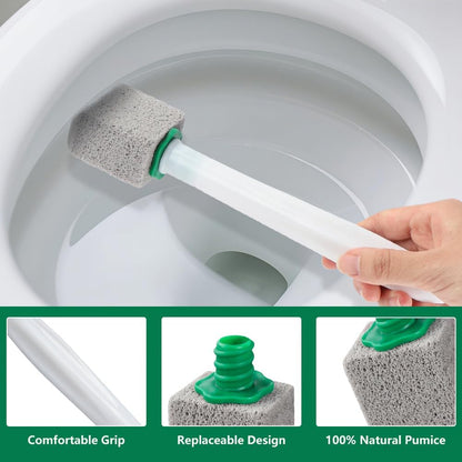 AUAUY 10 Pack Pumice Stone with Handle, Toilet Bowl Pumice Stone for Cleaning, Hard Water Toilet Ring Remover, 2 Handle + 10 Pumice Stones for Cleaning Toilets, Bathtubs, Grills, Kitchen Sink