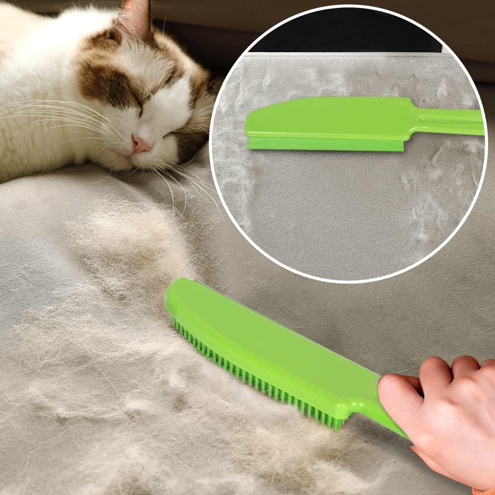 LandHope Carpet Rake for Pet Hair Remover Long Handle with Squeegee, Rubber Broom Carpet Brush Non Scratch Bristles Fur Remover Indoor Outdoor Push Broom for Cat Dog Hair Hardwood Tile Windows Clean