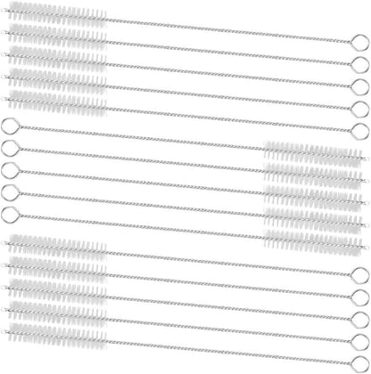 GFDesign Drinking Straw Cleaning Brushes Set Pipe Tube Cleaner Nylon Bristles Stainless Steel Handle - 8" x 3/8" (10mm) - Set of 15
