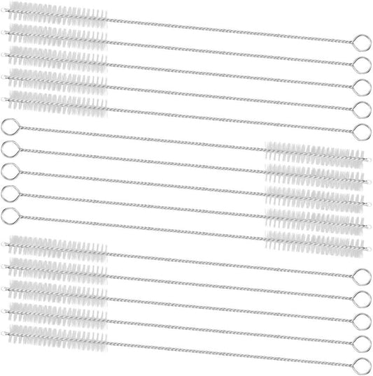 GFDesign Drinking Straw Cleaning Brushes Set Pipe Tube Cleaner Nylon Bristles Stainless Steel Handle - 8" x 3/8" (10mm) - Set of 15