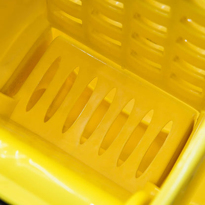 HOMCOM Mop Bucket Cart with 34 Quart Capacity, Side Press Wringer and Metal Handle, Yellow
