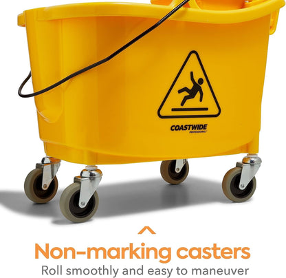 Coastwide Professional Bucket & Side-Press Wringer, 35 Qt., Yellow/Black